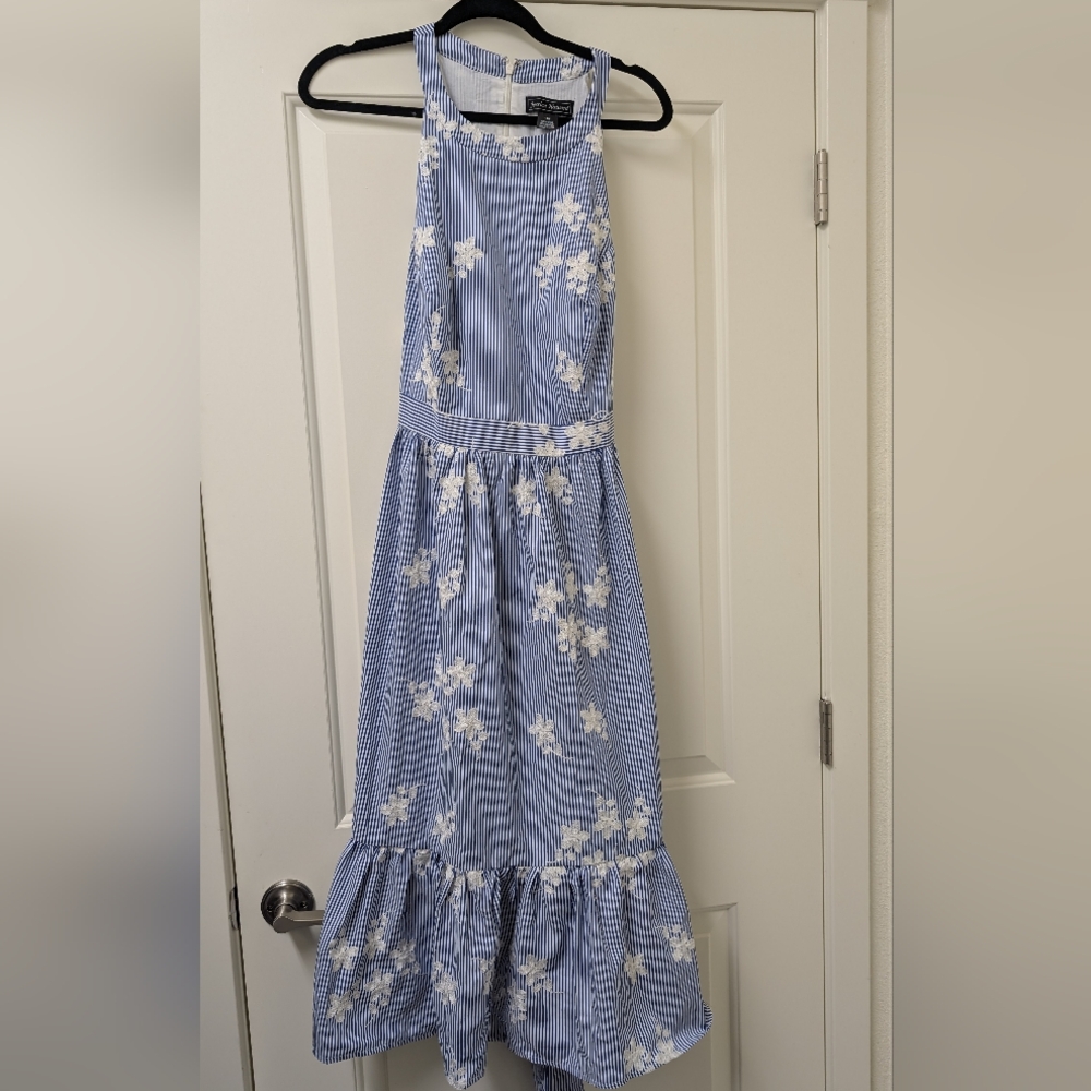 Jessica Howard Striped Blue and White Dress Size 14W NWT